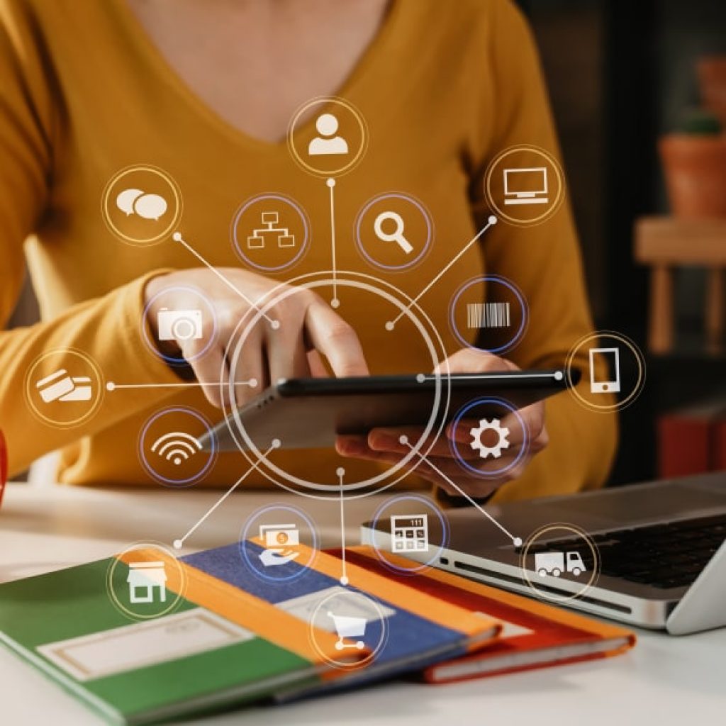 Social Media and Marketing Virtual Icons Screen